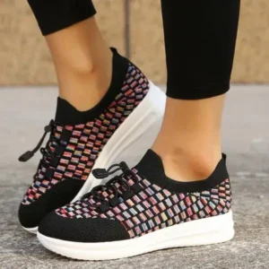 Reyanfootwear Women Fashion Fly Knit Breathable Fashion Sneakers