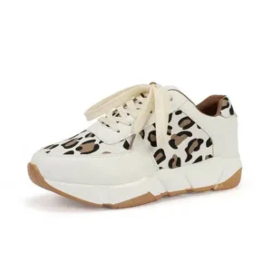 Reyanfootwear Women Fashion Autumn And Winter Leopard Leather Stitching Sneakers