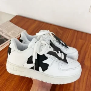 Reyanfootwear Women Fashion Round Toe Cross Platform Sneakers