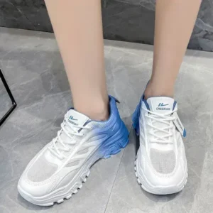 Reyanfootwear Women Fashion Round Toe Breathable Mesh Gradient Sneakers