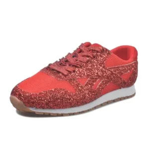 Reyanfootwear Women Fashion Round Toe Platform Sequins Rhinestone Platform Sneakers