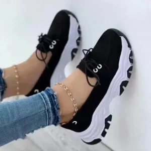 Reyanfootwear Women Fashion Lace Up Platform Casual Sneakers