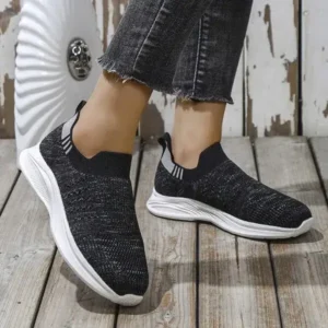 Reyanfootwear Women Fashion Round Toe Slip-On Flat Non-Slip Lightweight Sneakers