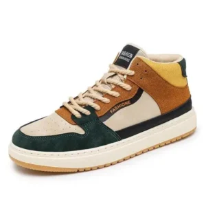 Reyanfootwear Men'S Fashion Breathable Color Block Pu Sneakers