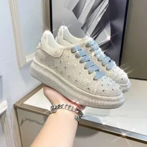 Reyanfootwear Casual Rhinestone Platform Sneakers