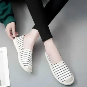 Reyanfootwear Fashion Stripe Pattern Design Women Round-Toe Casual Espadrilles Shoes