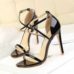 Reyanfootwear Women Fashion Sexy Hollow Cross Stiletto Heel Sandals