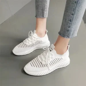 Reyanfootwear Women Fashion Mesh Cloth Lace-Up Sneakers