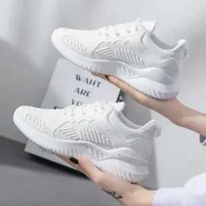 Reyanfootwear Women Fashion Sports Lace Up Design Mesh Breathable Platform Sneakers