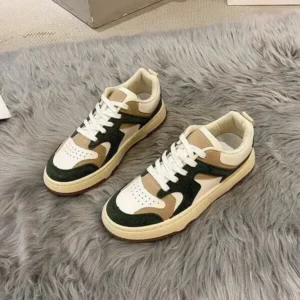 Reyanfootwear Women Fashion Lace Up Design Color Blocking Sneakers