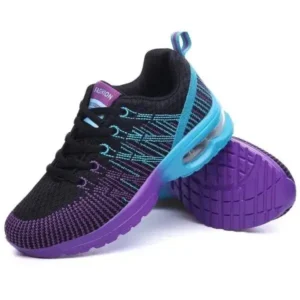 Reyanfootwear Women Fashion Casual Lace Up Design Mesh Breathable Air Cushion Shock Absorbing Sneakers