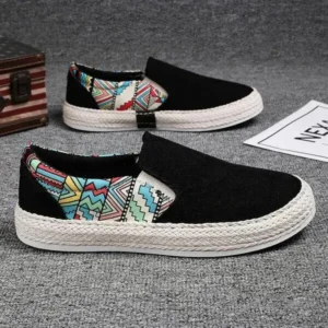 Reyanfootwear Men Fashion Color Matching Breathable Canvas Flats Shoes