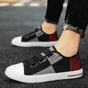 Reyanfootwear Men Fashion Color Matching Low Top Flat Canvas Shoes