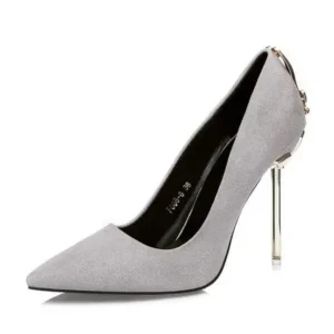 Reyanfootwear Women Sexy Metal Heel Pointed-Toe High Heels Shoes