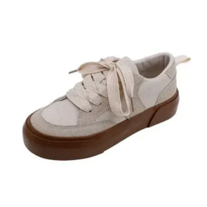 Reyanfootwear Women Casual Round Toe Lace Up Design Platform Sneakers