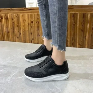 Reyanfootwear Women Casual Rhinestone Decor Fashion Plus Size Sports Running Shoes Round Toe Sneakers