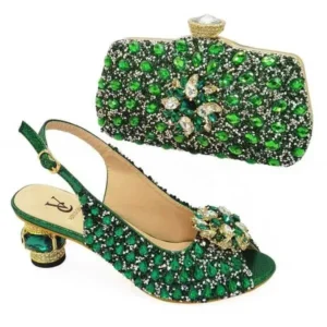 Reyanfootwear Fashion Rhinestone Design Party Women High Heel Peep Toe Sandals And Clutch Evening Bag Set