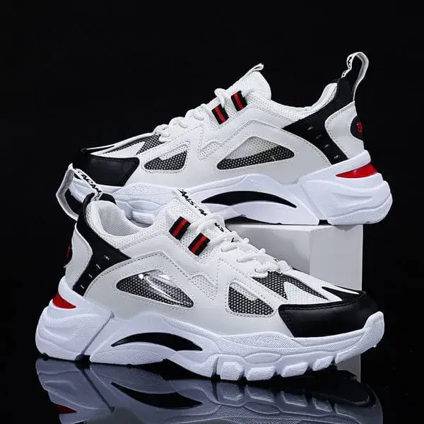 Reyanfootwear Men Spring Autumn Fashion Casual Colorblock Mesh Cloth Breathable Lightweight Rubber Platform Shoes Sneakers