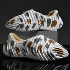 Reyanfootwear Men'S Fashion Camouflage Coconut Shape Fleece Warm Plush Shoes