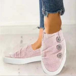 Reyanfootwear Women Fashion Plus Size Solid Denim Canvas Flat Sneakers