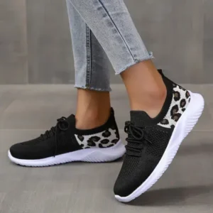 Reyanfootwear Women Casual Mesh Breathable Leopard Sneakers