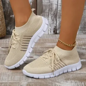 Reyanfootwear Women Casual Plus Size Solid Color Mesh Breathable Flat Sneakers