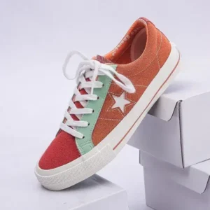 Reyanfootwear Women Fashion Stitching Canvas Star Round Toe Sneakers