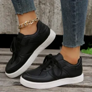 Reyanfootwear Women Fashion Casual PU Lace-Up Sneakers