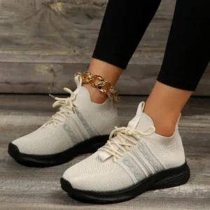 Reyanfootwear Women Fashion Casual Flying Mesh Breathable Thick-Soled Sneakers