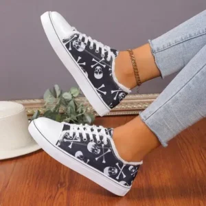 Reyanfootwear Women Casual Fashion 3D Print Denim Canvas Sneakers