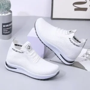 Reyanfootwear Women Fashion Casual Mesh Breathable Solid Color Sneakers