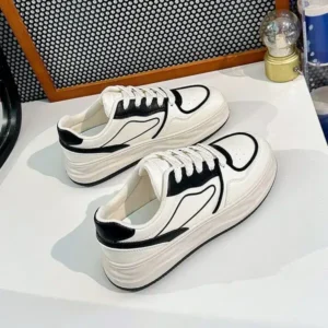 Reyanfootwear Women Fashion Platform Lace-Up Sneakers