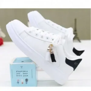 Reyanfootwear Women Fashion Flat Solid Color Lace-Up Sneakers