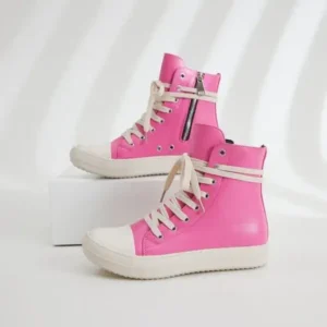 Reyanfootwear Women Fashion Rose Faux Leather High Top Shoes