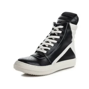 Reyanfootwear Women Fashion Casual Black White Inverted Triangle High Top Shoes