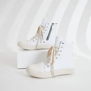 Reyanfootwear Women Fashionable Hip Hop White High Top Sneakers