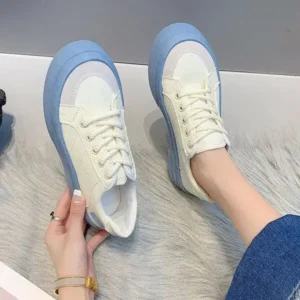 Reyanfootwear Women Fashion Round Toe Lace-Up Sneakers