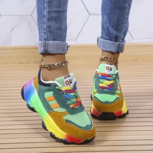 Reyanfootwear Women Fashion Platform Color Block Platform Sneakers