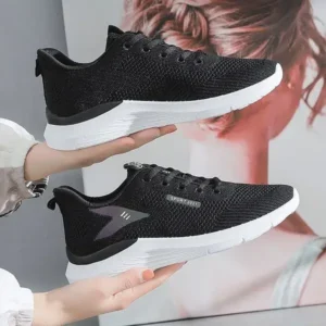 Reyanfootwear Women Fashion Flyknit Mesh Lace-Up Sneakers