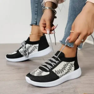 Reyanfootwear Women Fashion Color Block Mesh Platform Sneakers