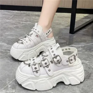 Reyanfootwear Women Fashion Platform Solid Color Sneakers