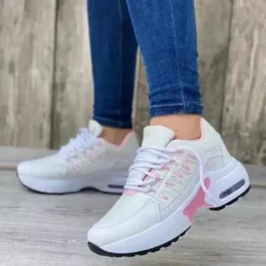 Reyanfootwear Women Fashion Round Toe Lace Up Mesh Breathable Sneakers